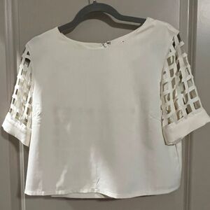 Stylish Cream Women's skirt set with Lattice Sleeves